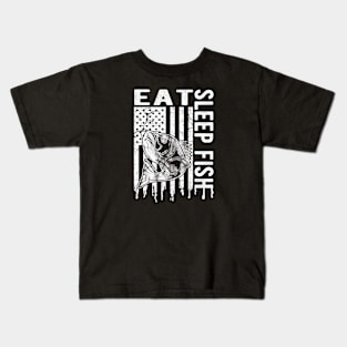 Eat, Sleep, Fish, Funny Vintage Style Fishing Gift For Men Kids T-Shirt